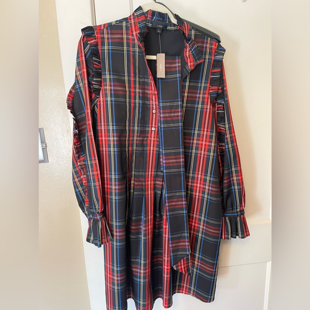 J Crew tartan dress/shirt with tie belt brand new with tags